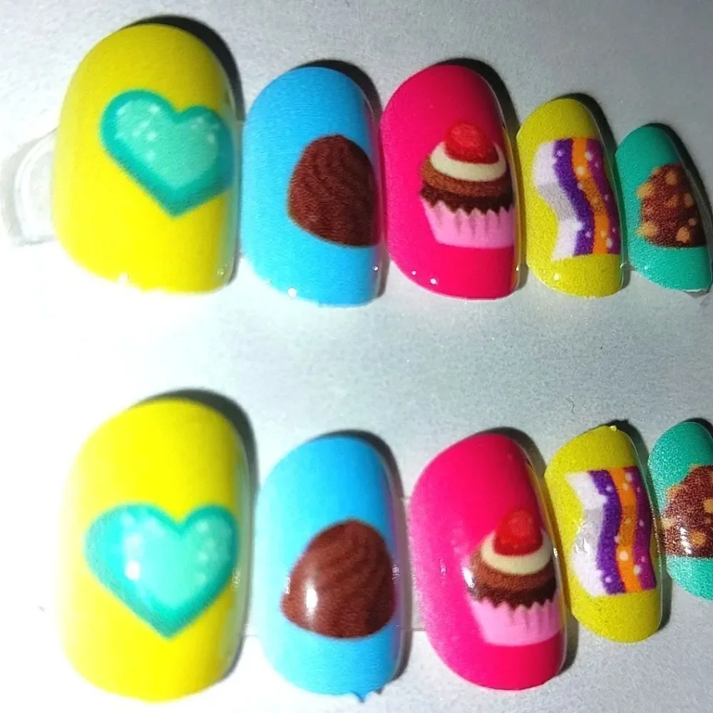 Kids sweet treats custom 10pc  press on nails for girls and teens